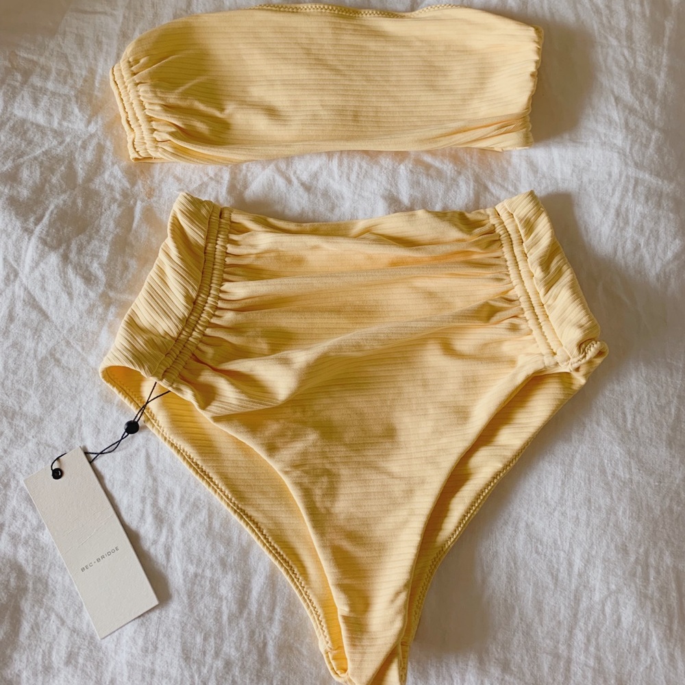 Yellow Bec & Bridge Golden Palms bikini (bandeau)